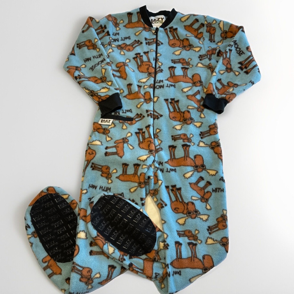 Lazy One Fleece Pj kids size 6 pajamas with butt flap super cute